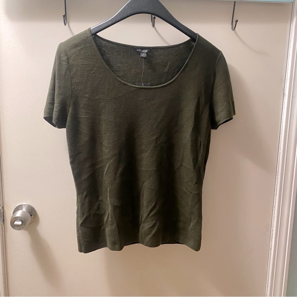 NWT Lafayette 148 New York Medium Olive Green blouse